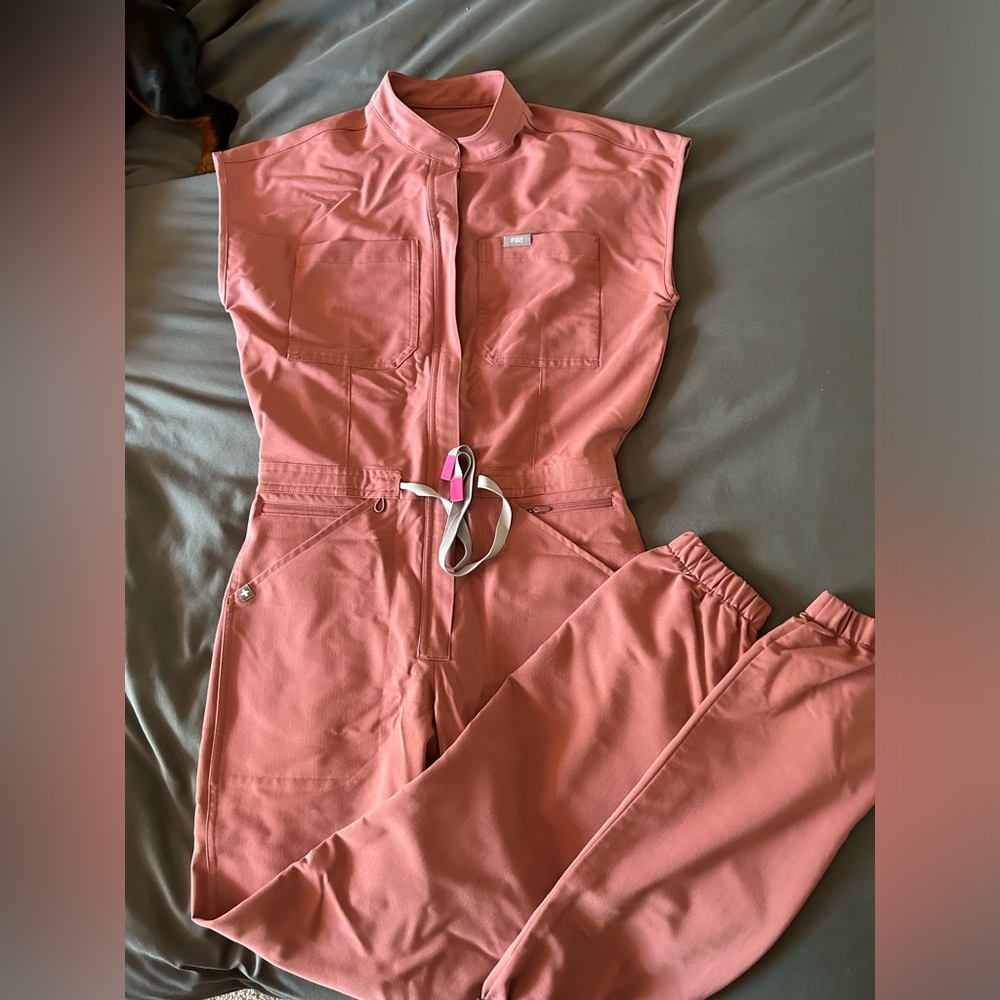 Figs women’s jumpsuit breast cancer awareness month